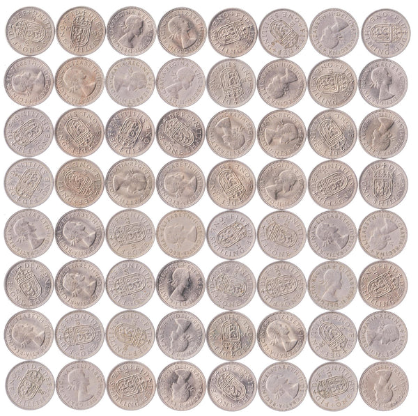 United Kingdom 1 Shilling | 100 Coins | Elizabeth II Scottish shield | 1954 - 1970
